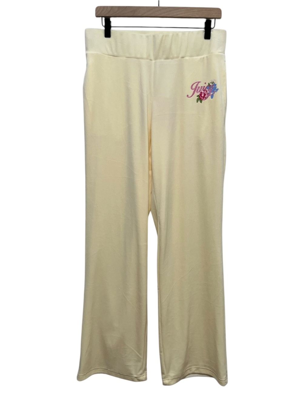 JUICY COUTURE Y2K NWT Butter Yellow Velour Wide Leg Pants Size Medium
